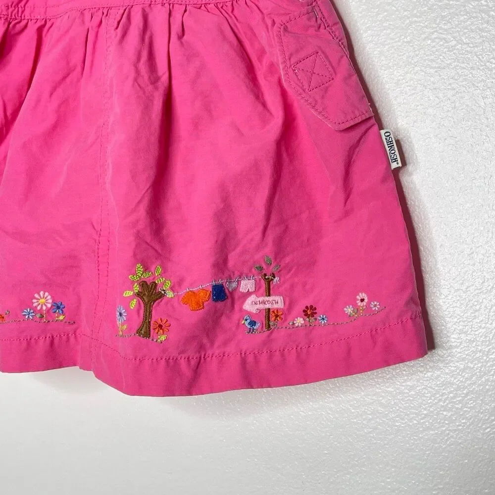 Osh Kosh B’Gosh Pink Embroidered Flowers Overall Dress Baby Girl Size 18 months